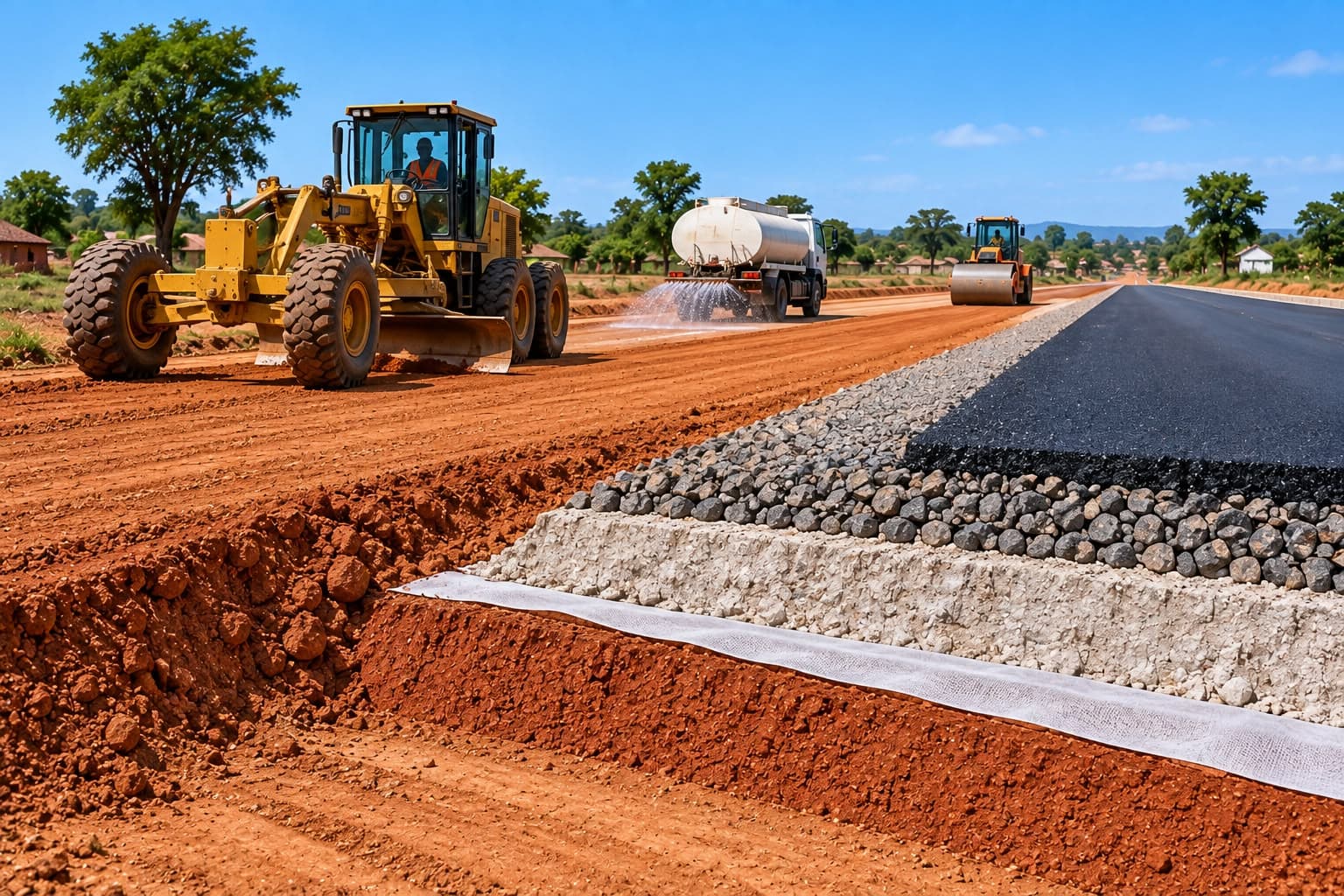Grading and pavement layering